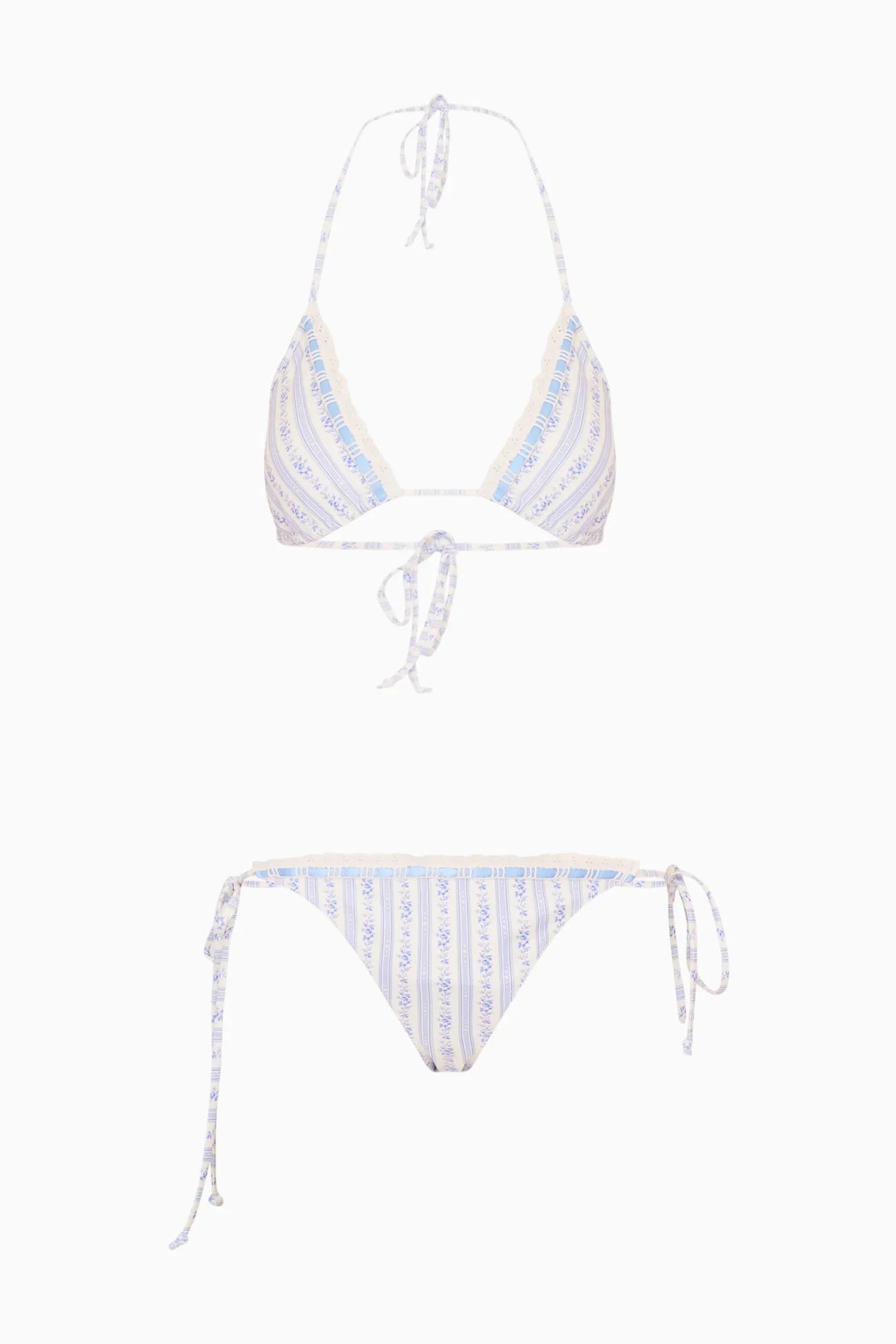 Harbor Floral Striped Bikini - Denim Sky