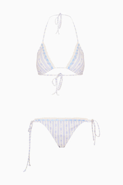 Harbor Floral Striped Bikini - Denim Sky