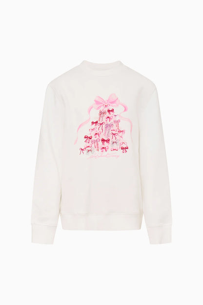 Havenleigh Christmas Bow Fleece Pullover - White