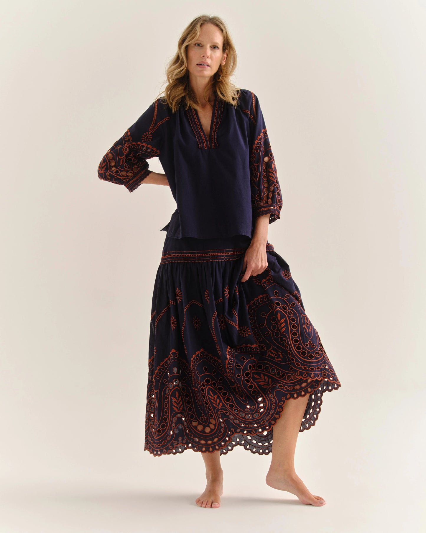 Emma Midi Skirt - Midnight Blue