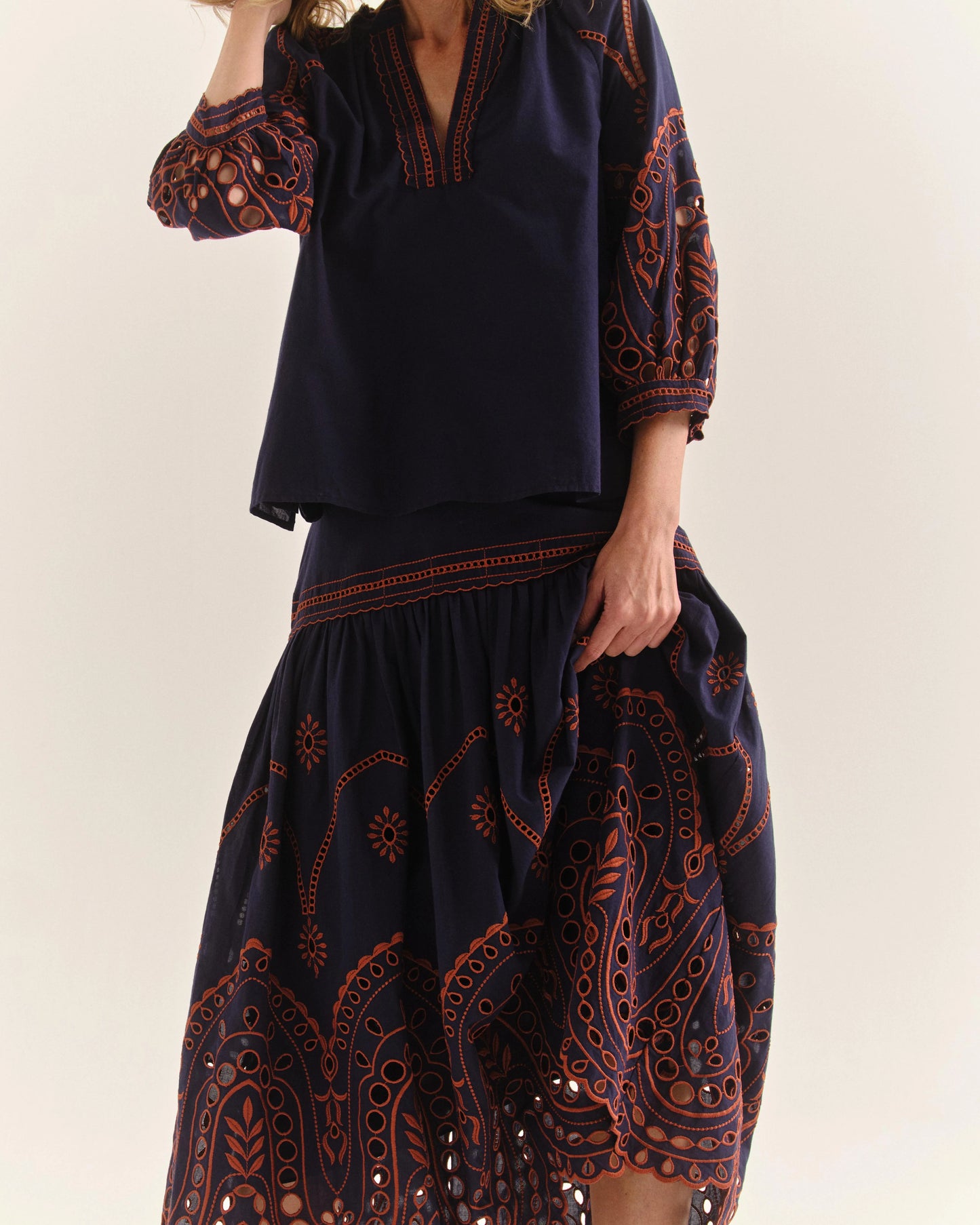 Emma Midi Skirt - Midnight Blue