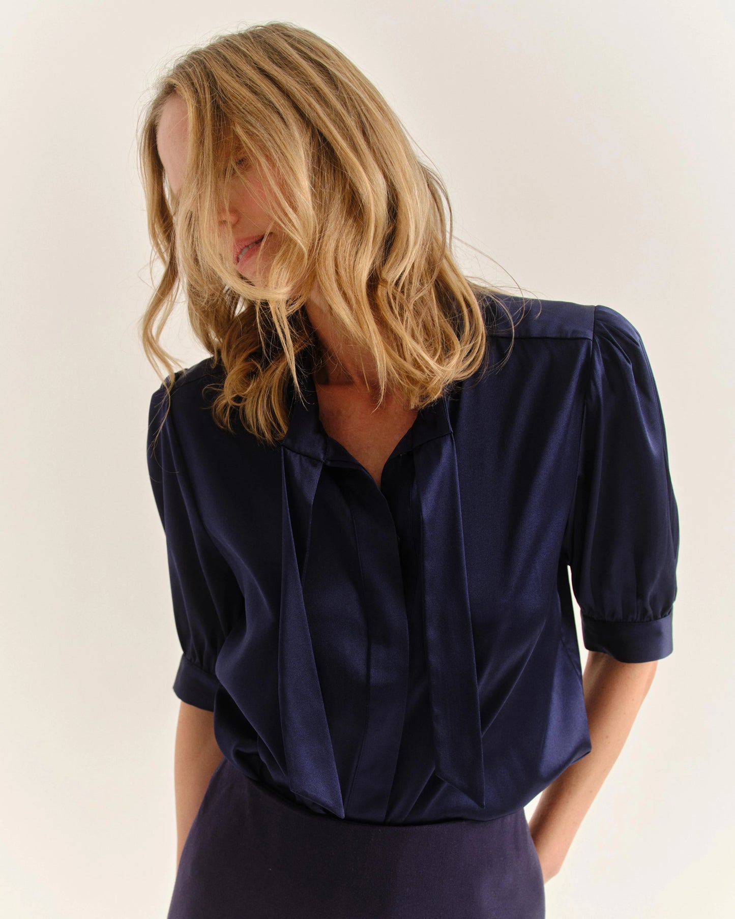 Peggy Short Sleeve Blouse - Midnight Blue