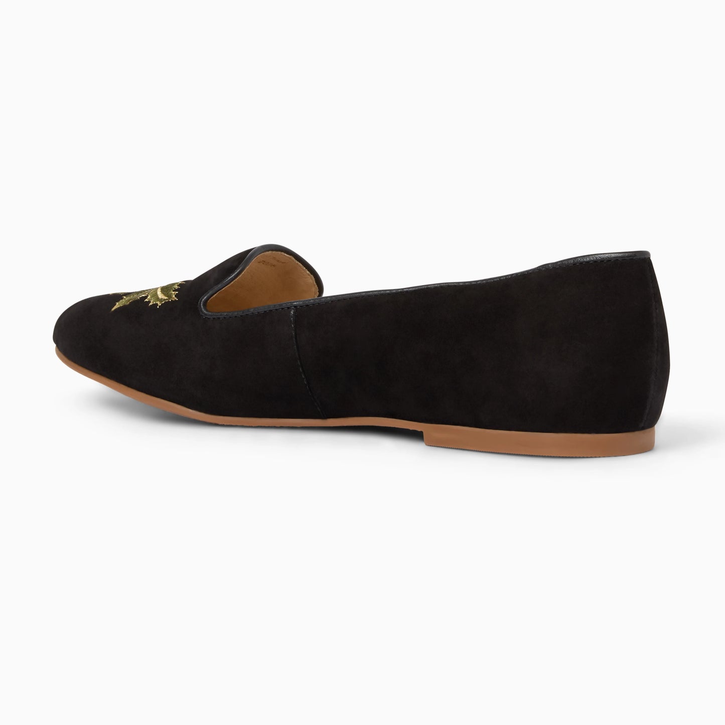 Embroidered Holly Loafer - Black Suede