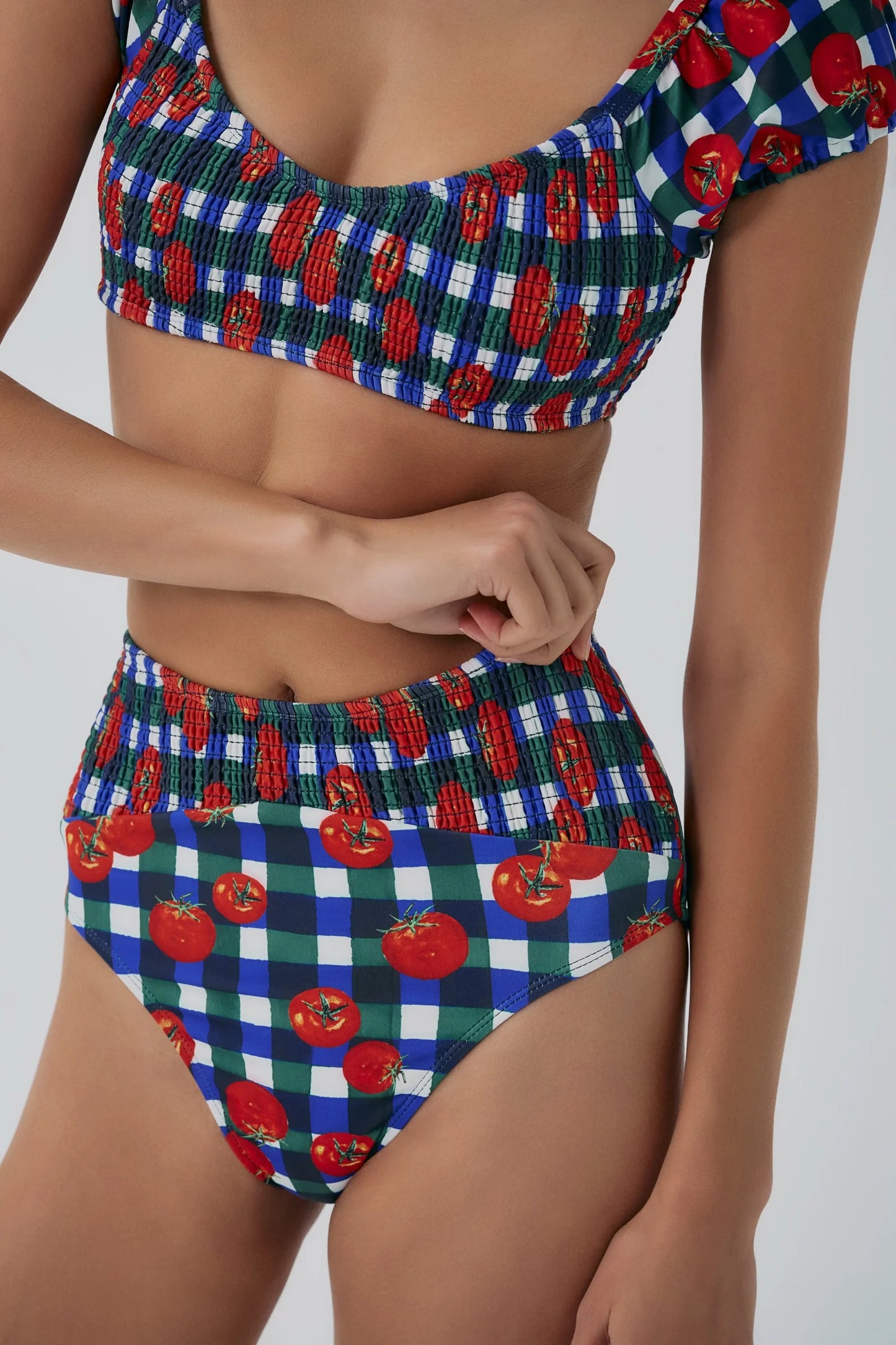 Marin Bottom - Gingham Tomatoes Blue/Green