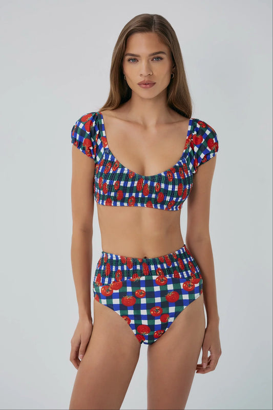 Marin Top - Gingham Tomatoes Blue/Green