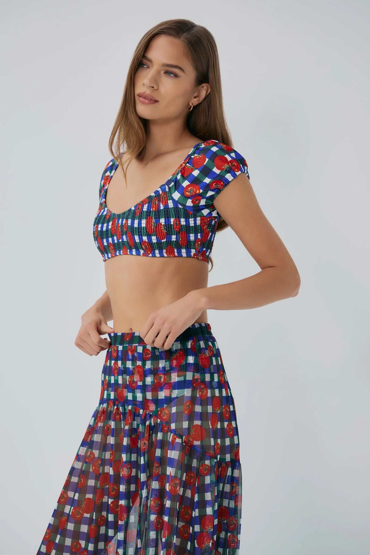 Maeden Cover-Up - Gingham Tomatoes Blue/Green