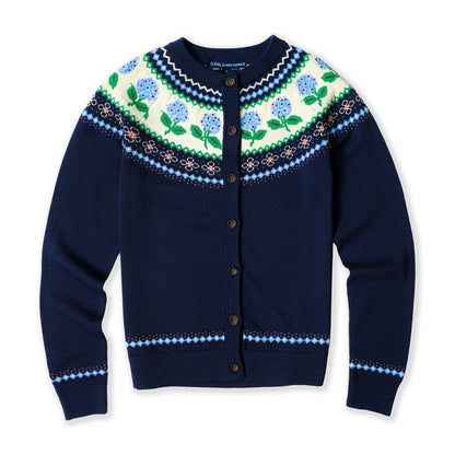 Nantucket Hydrangea Cardigan in Navy