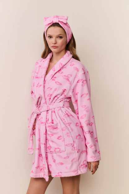 Kiss Print Indie Robe - Bubblegum Valentine