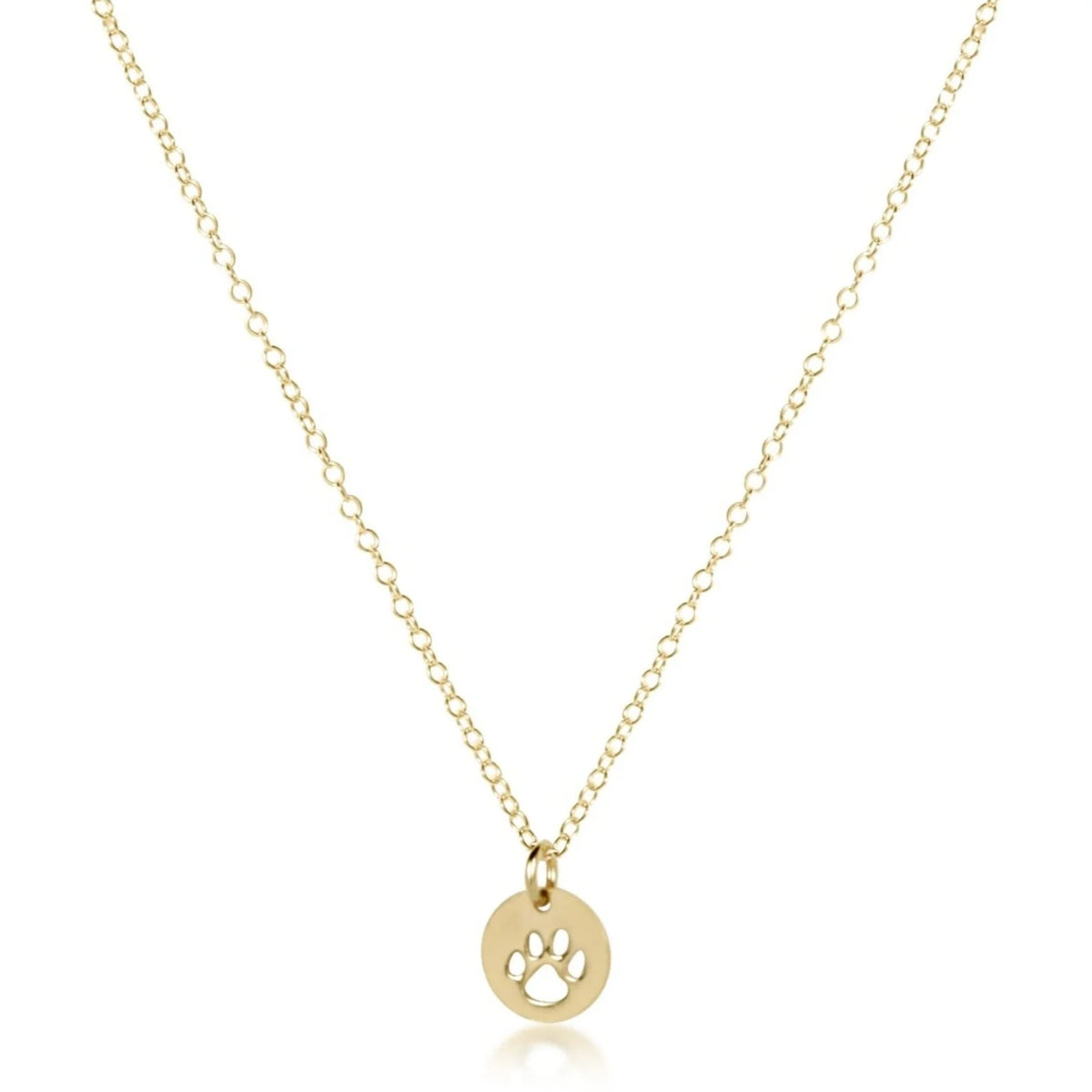 16" necklace gold - paw print small gold disc