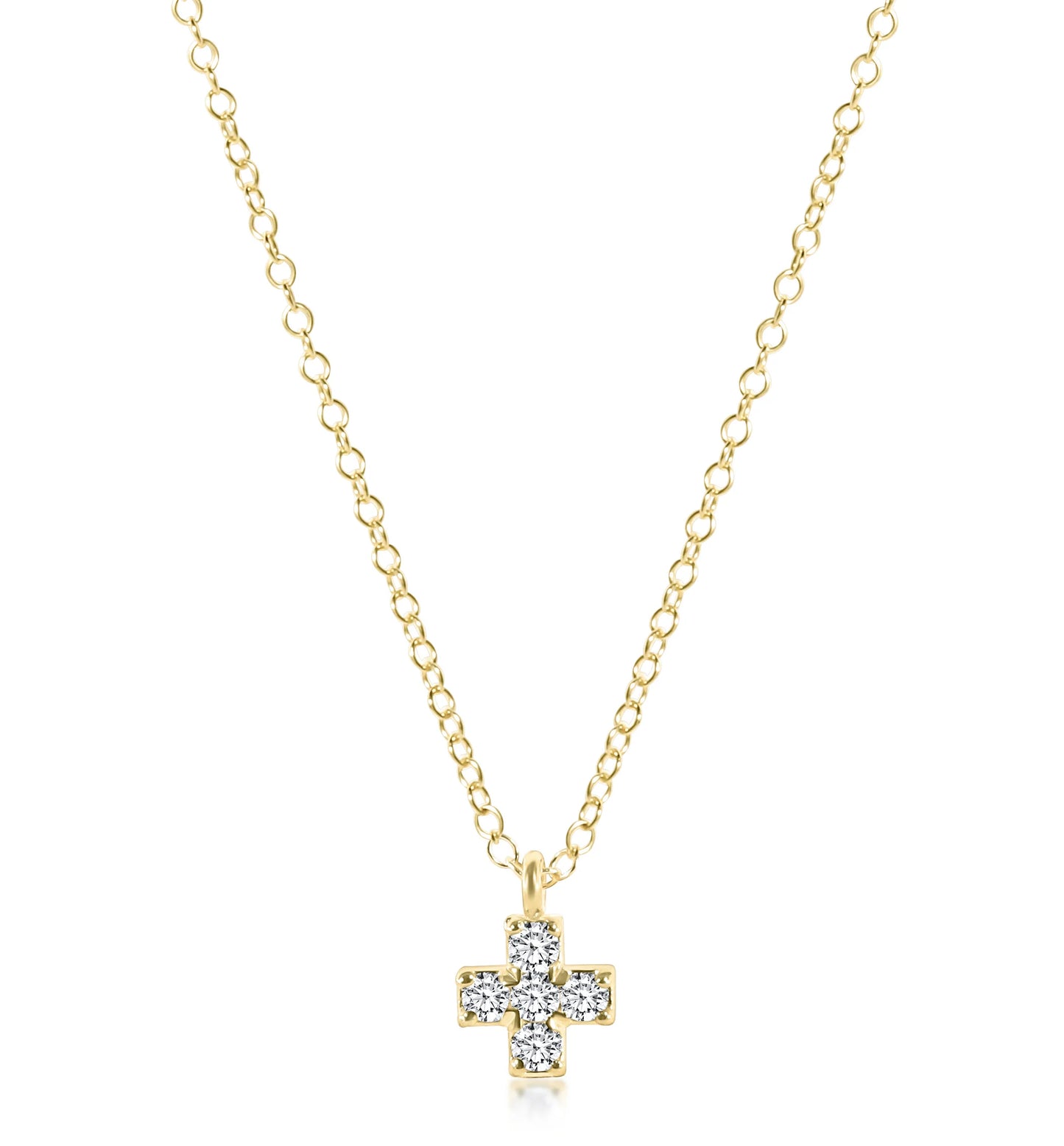 14kt gold and diamond signature cross necklace