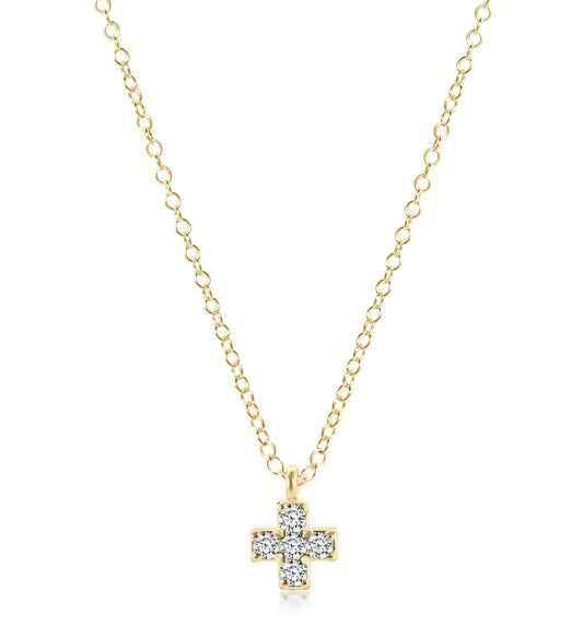 14kt gold and diamond signature cross necklace