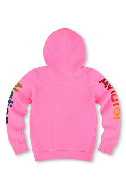 Kid's Aviator Nation Zip Hoodie - Neon Pink