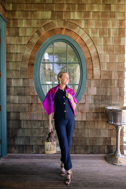 Traveling Pant in Navy Scallops