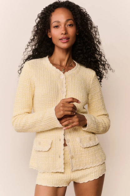 Gaililee Knit Tweed Cardigan - Daylily Yellow