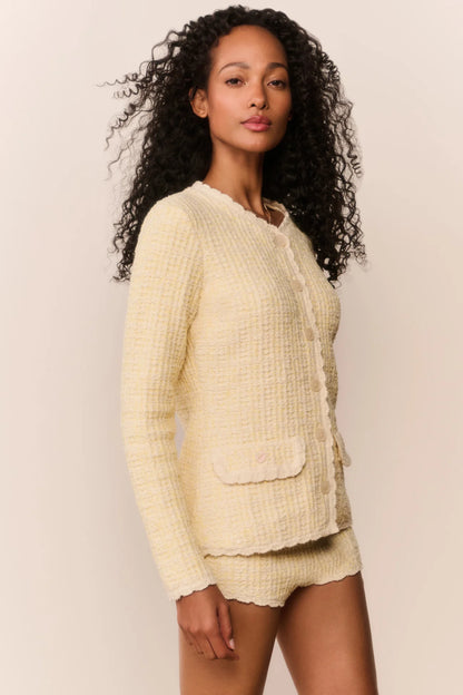 Gaililee Knit Tweed Cardigan - Daylily Yellow