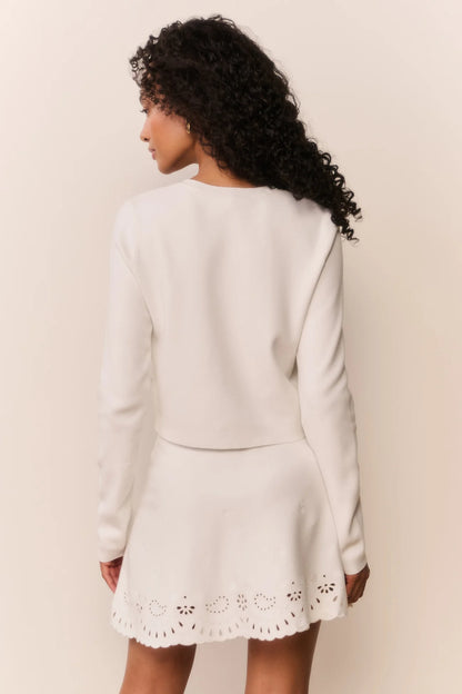 Leda Bandana Eyelet Knit Cardigan - White Vanilla