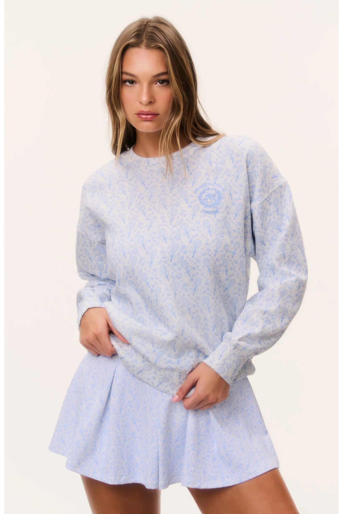 Palo Tennis Print Pullover - Blue Serve