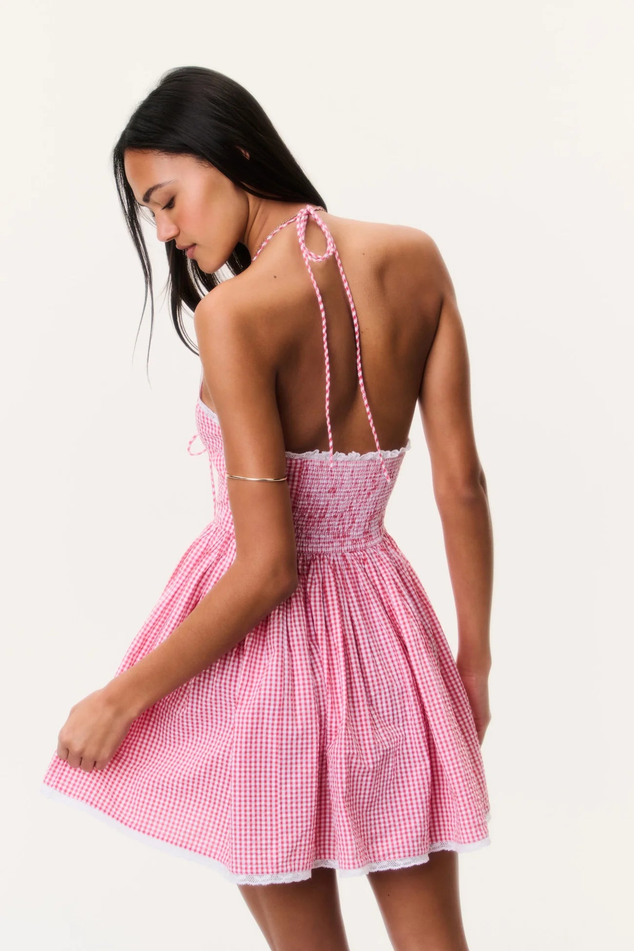 Khloe Cotton Gingham Mini Dress - Berry Bramble
