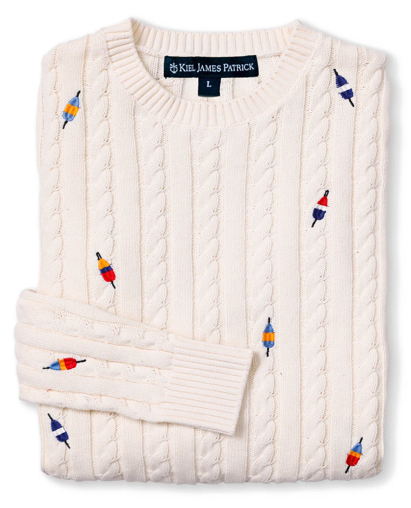 Buoy Embroidered Cable Knit Sweater