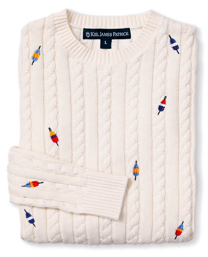 Buoy Embroidered Cable Knit Sweater