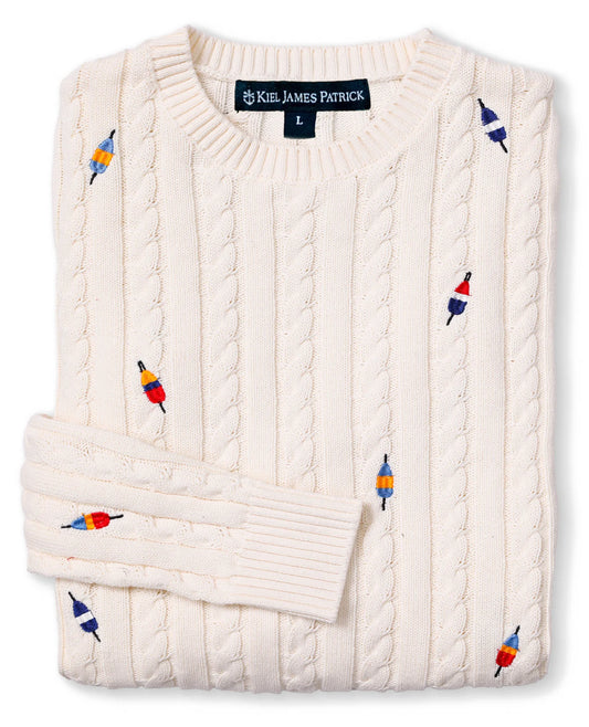 Buoy Embroidered Cable Knit Sweater
