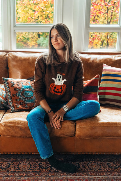 Ghostly Pumpkin Donegal Sweater