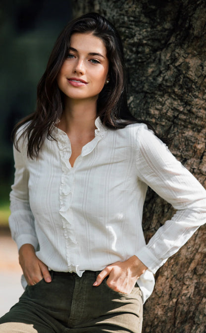 Harrington Ruffle Shirt - White