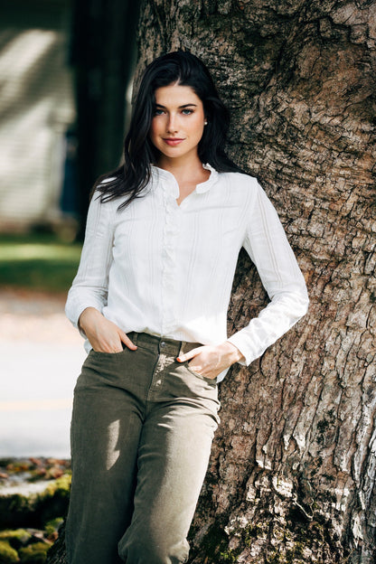 Harrington Ruffle Shirt - White