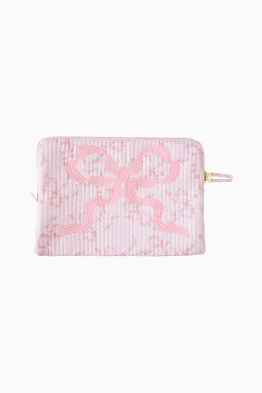 Quilted Bow Laptop Case - Apple Blossom