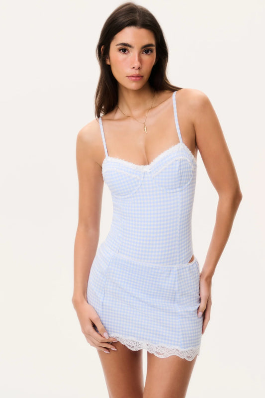 Lilosa Gingham Swim Skirt - Seaside Morning