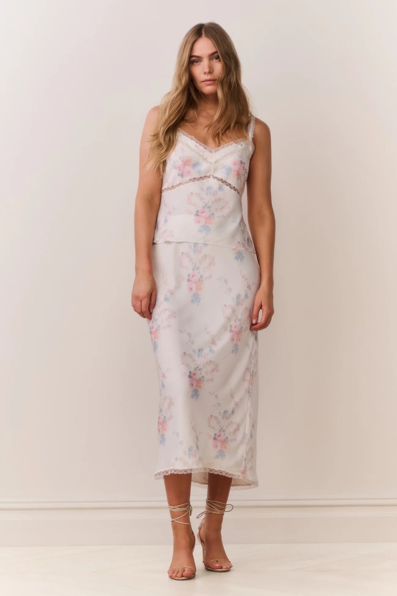 Kalo Floral Bow Print Slip Skirt - Candied Sugar