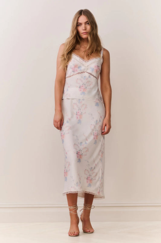 Kalo Floral Bow Print Slip Skirt - Candied Sugar