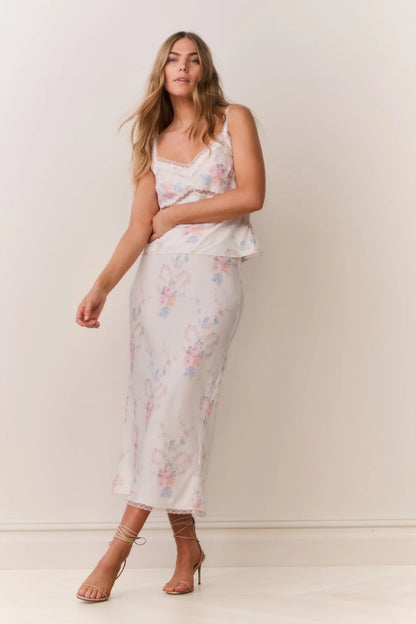 Kalo Floral Bow Print Slip Skirt - Candied Sugar