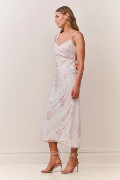 Kalo Floral Bow Print Slip Skirt - Candied Sugar