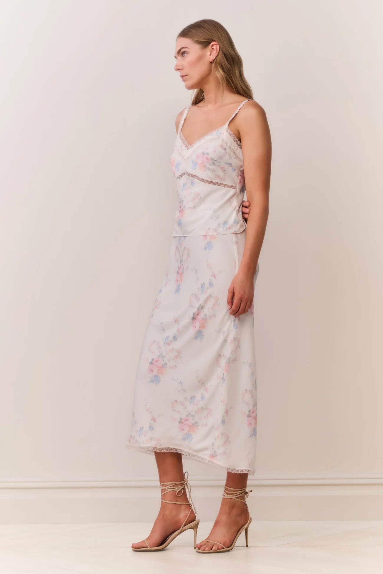 Kalo Floral Bow Print Slip Skirt - Candied Sugar