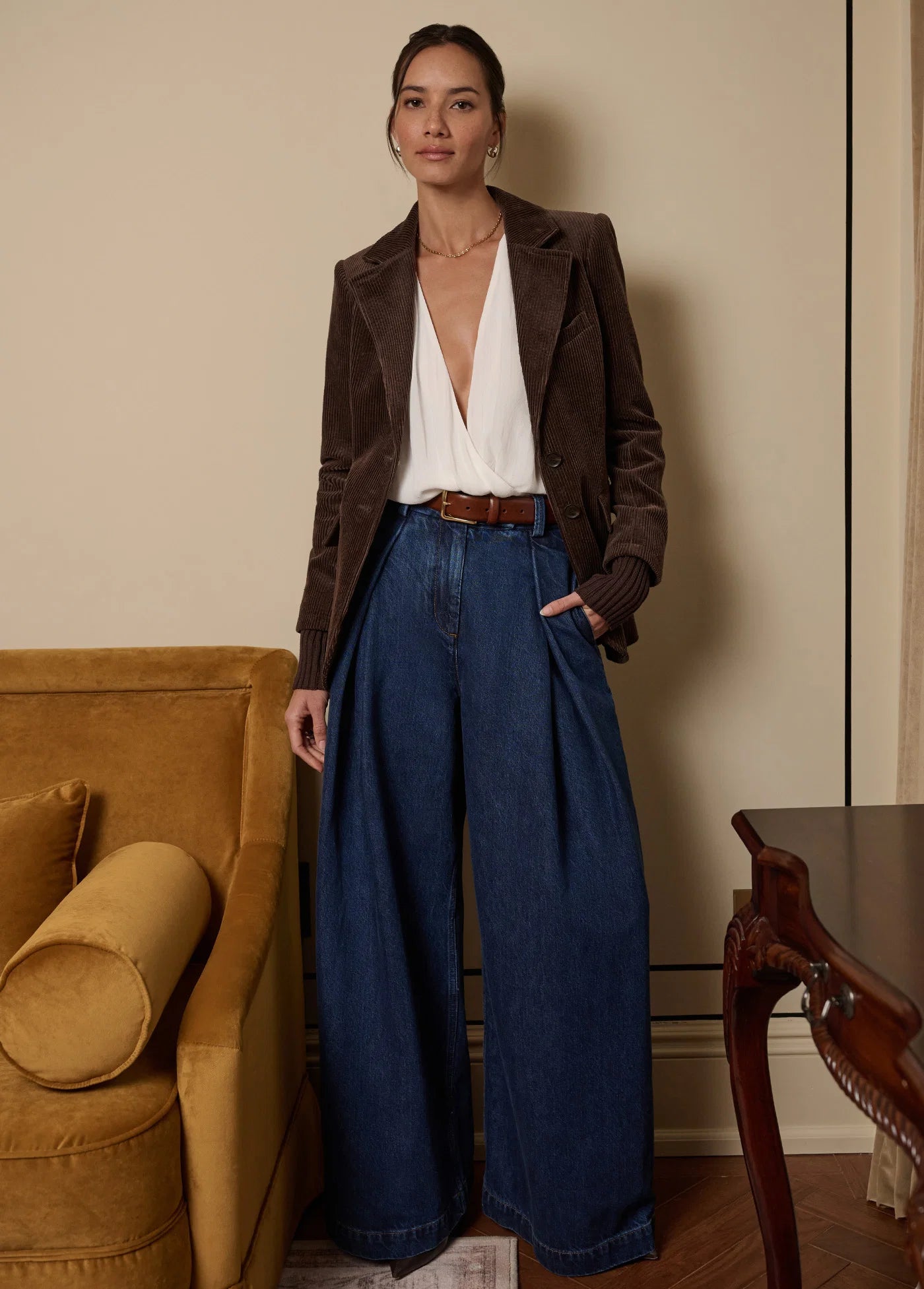 The Denim Pleats for Days Pant - Dark Sea