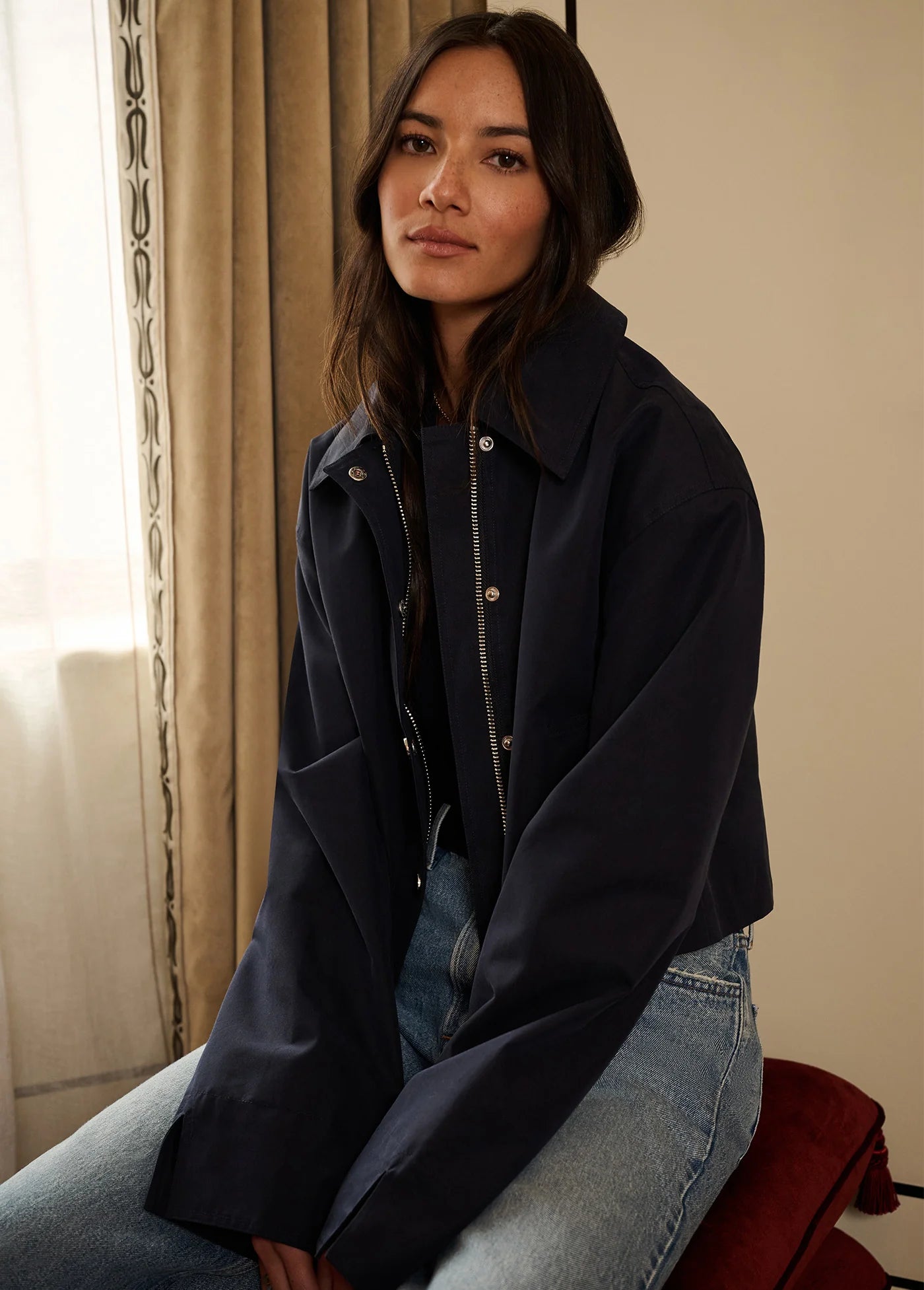 The Rue Cropped Trench - Navy