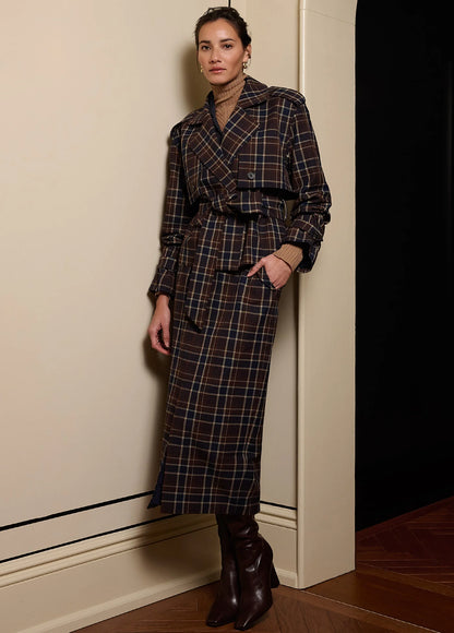 The Cropped Charles Trench - Toffee Plaid