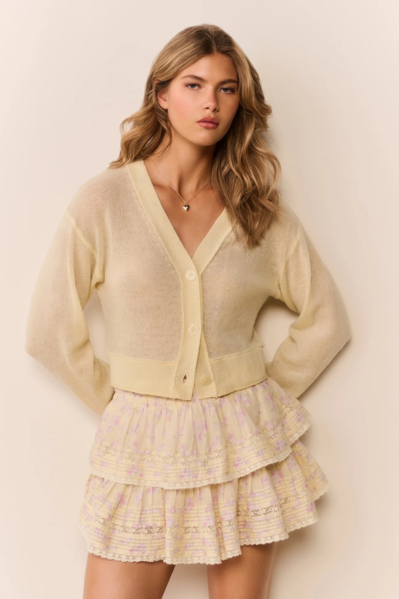 Blooming Floral Ruffle Mini Skirt - Lemon Spritz