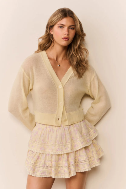 Blooming Floral Ruffle Mini Skirt - Lemon Spritz