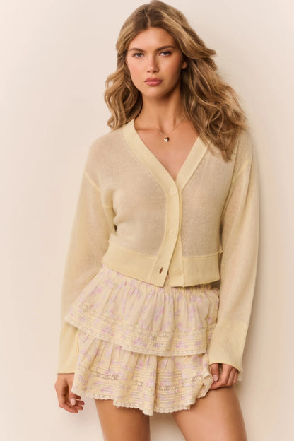 Blooming Floral Ruffle Mini Skirt - Lemon Spritz