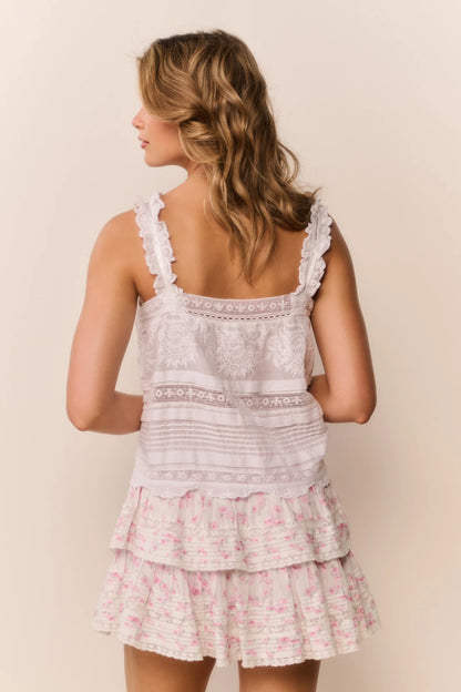 Blooming Floral Ruffle Mini Skirt - Rustic Orchid