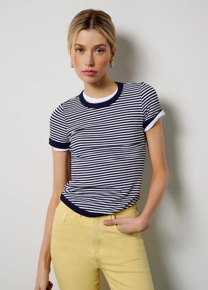 The Foundation Tee - Navy/White Stripe