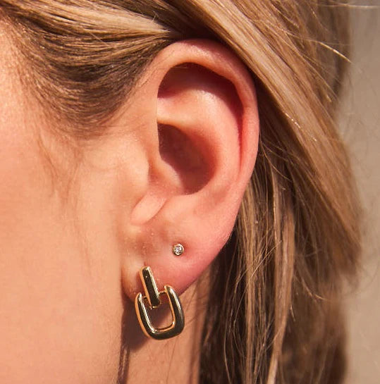 Marisol Gold Bezel Stud - 2MM