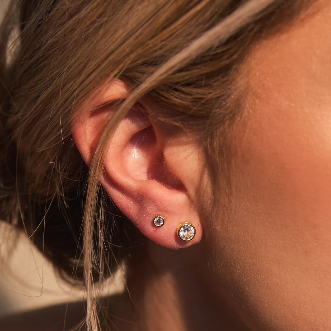 Marisol Gold Bezel Stud - 5MM