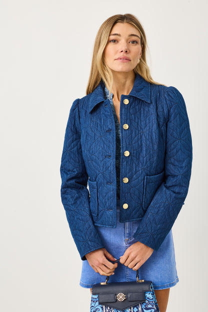Dark Wash Butterfly Quilted Indigo Denim