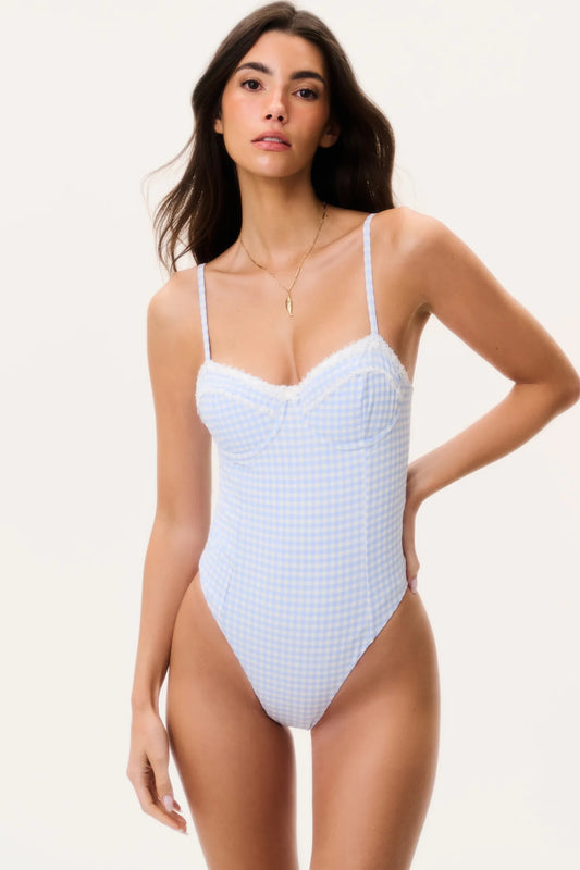 Olivienne Gingham One-Piece Swimsuit - Seaside Morning