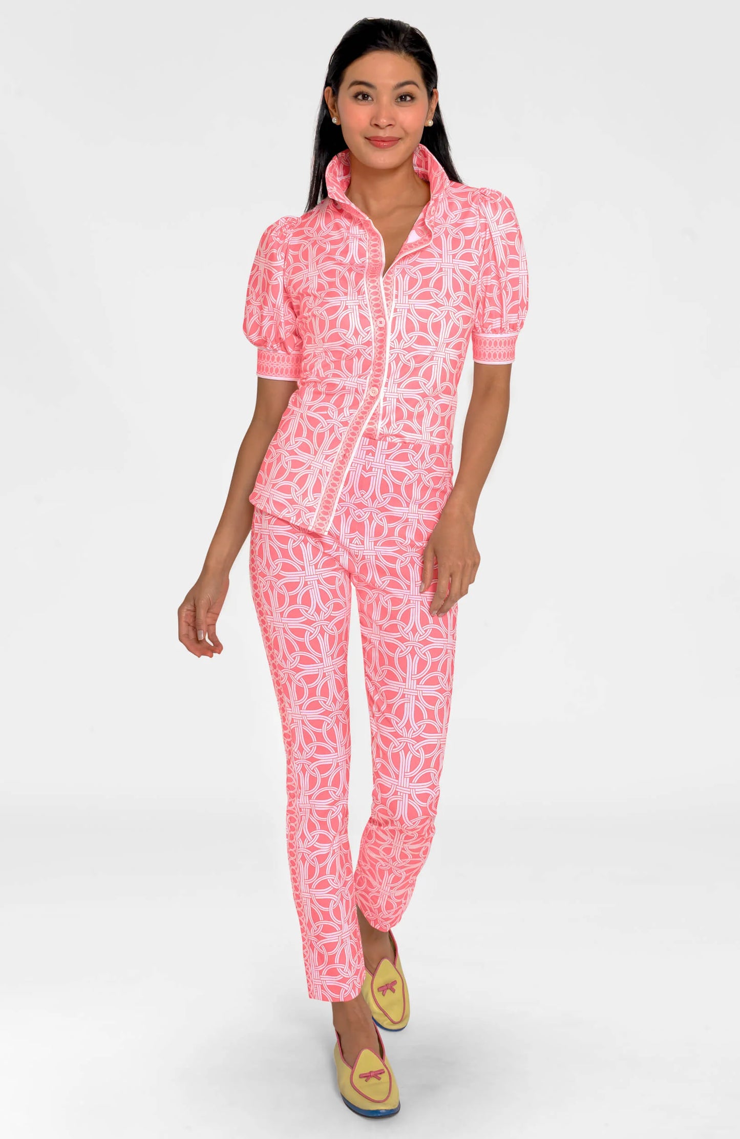 Gripeless Pull On Pants - Ring Toss in Melon