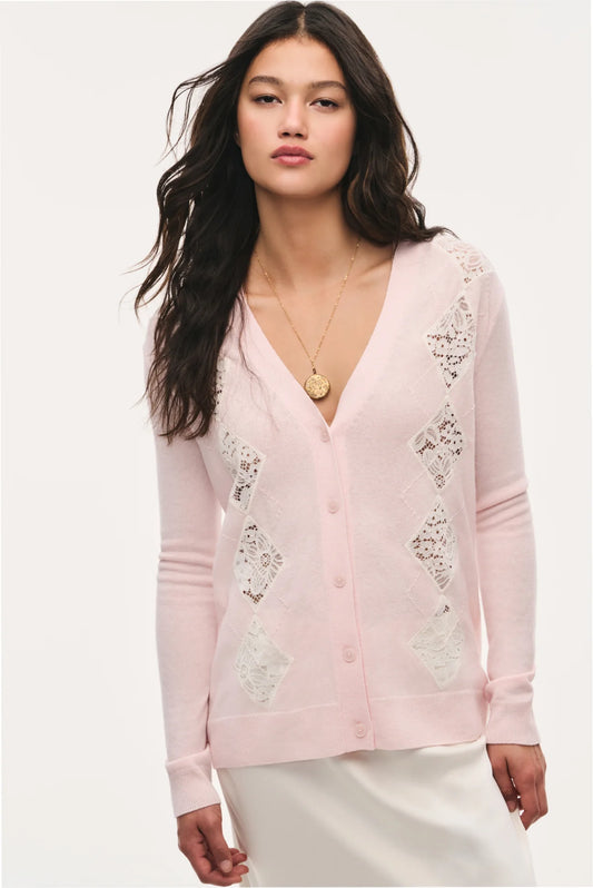 Ismeria Wool Argyle Lace Cardigan - Spiced Quartz
