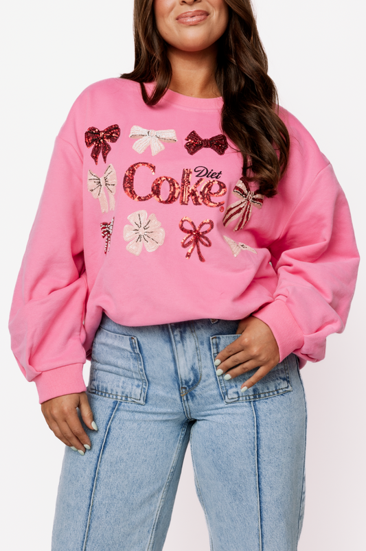 Licensed Hot Pink 'Diet Coke' Bow Sweatshirt
